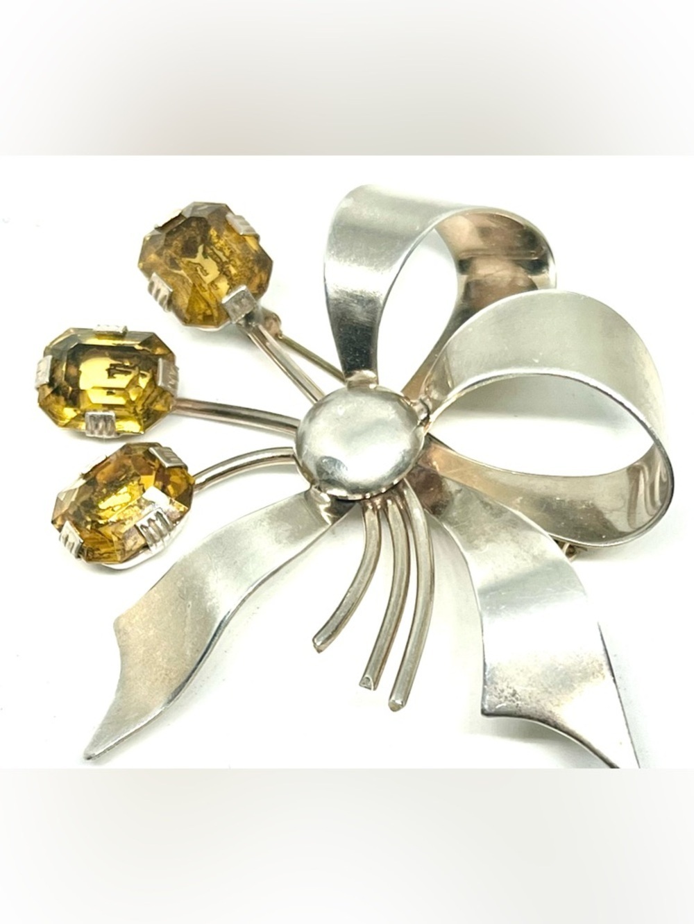 Vintage 50s Sterling Silver Bow Brooch